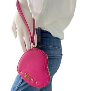Juicy Couture Raspberry Pink Tart Heart Wristlet Mini Purse NEW